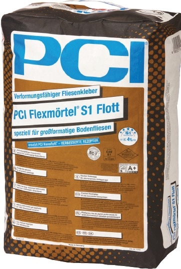 PCI FLEXMÖRTEL S1 FLOTT &quot;JUOKSEVA&quot; KIINNITYSLAASTI C2ES1 20KG