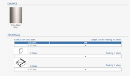 [8430647029263] LED-PORRASLISTA ULKOKULMAPALA ALUMIINI E-305A:PLATA MATE/HOPEA MATTA