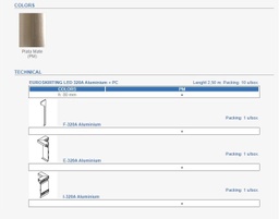 [8430647030313] LED-JALKALISTA ULKOKULMAPALA ALUMIINI E-320A 80MM:2,5M: PLATA MATE/HOPEA MATTA